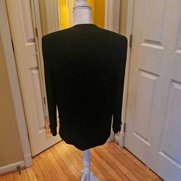 VINTAGE LUXURY BLACK JACKET W/ SQUARE RHINESTONE BUTTONS - Picture 3 of 8